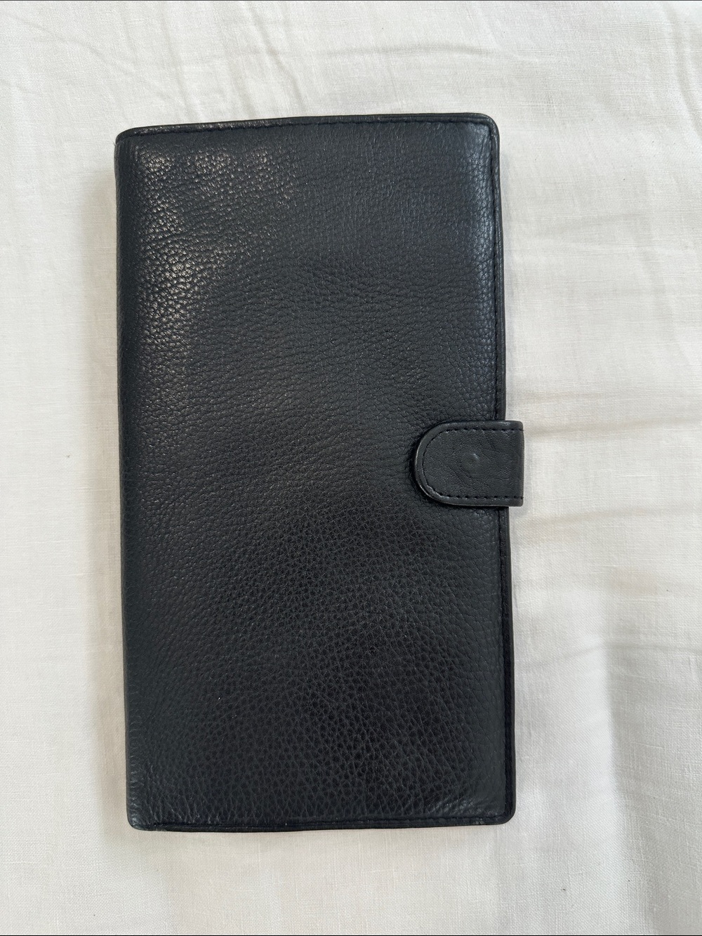Vintage black leather travel organizer wallet by Sharper Image